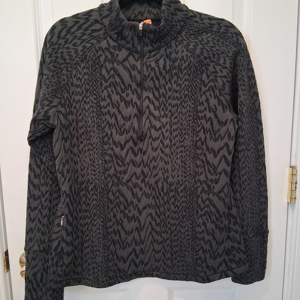Lucy Charcoal and Black Patterned Half Zip Sweatshirt